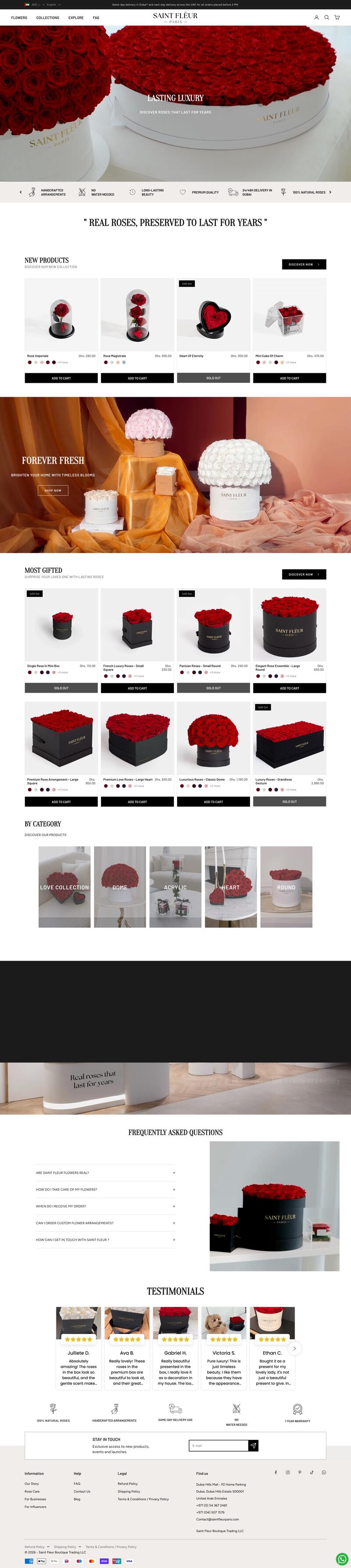 Saint Fleur Paris — A premium digital identity for a Parisian luxury florist, designed to attract high-end clientele.